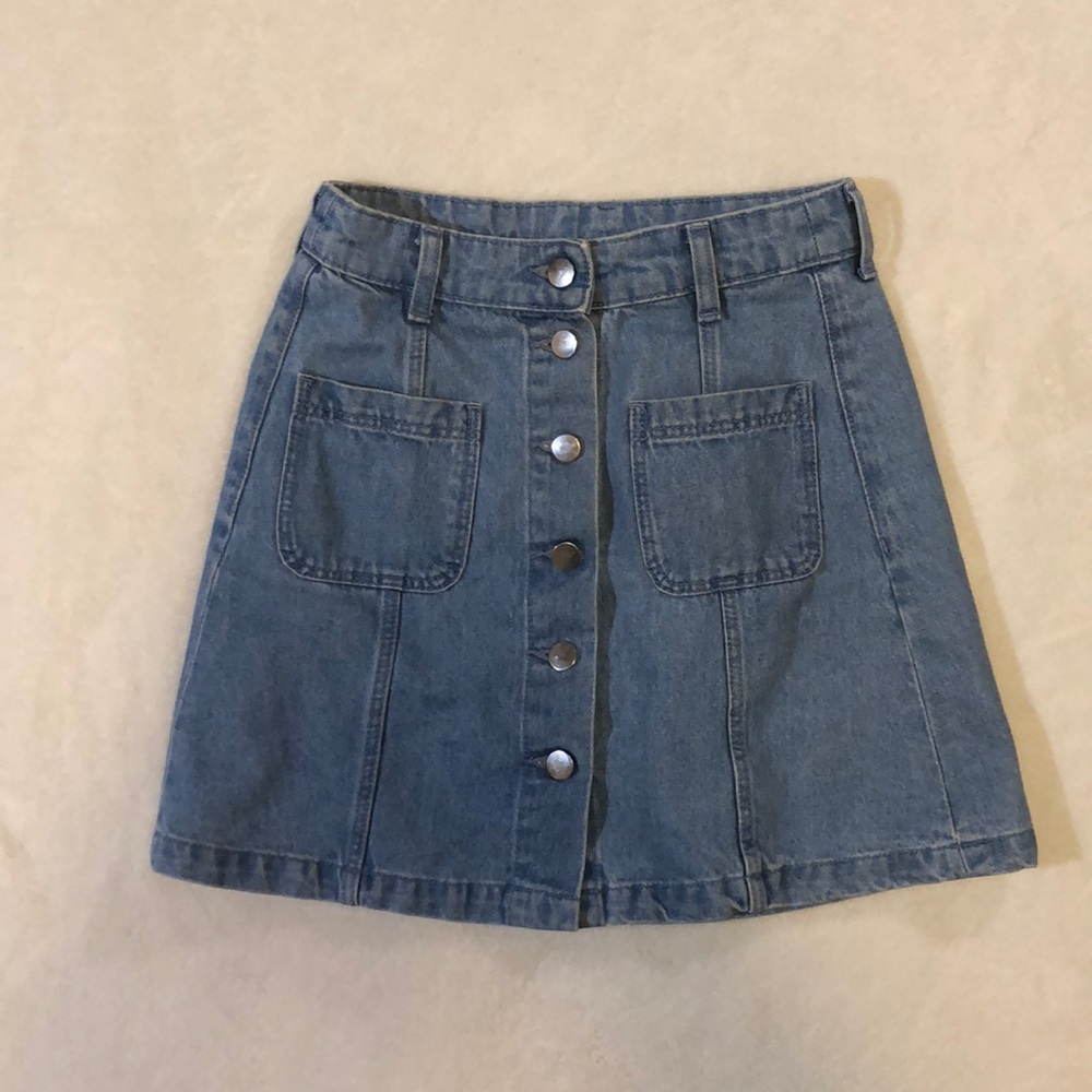 Button up denim skirt